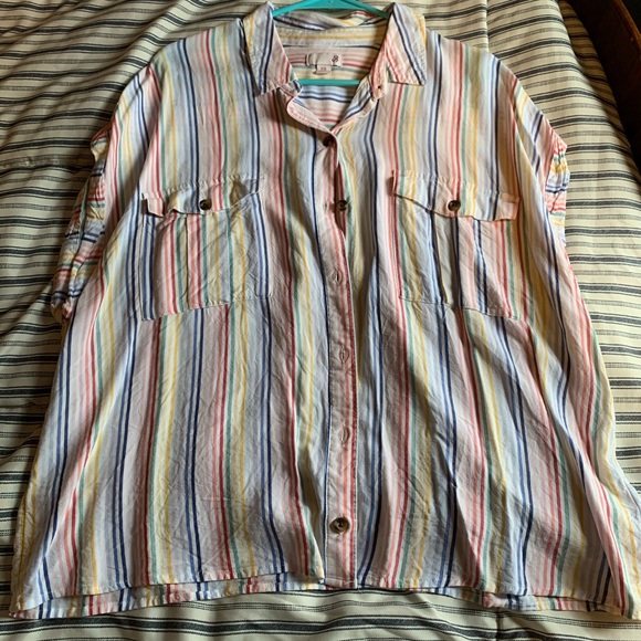 Rainbow Striped Loose-Fit Shirt - Picture 1 of 3